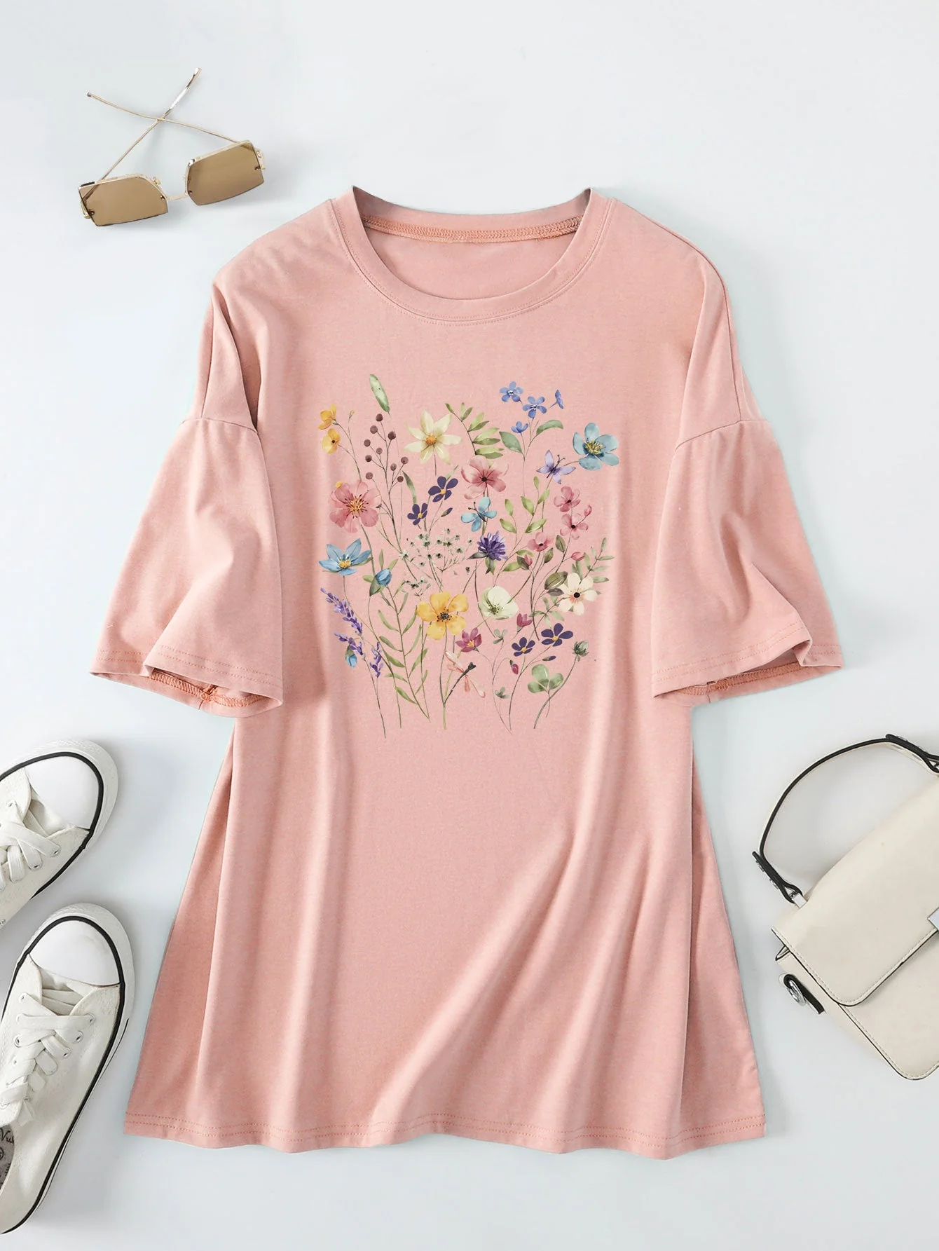 Damen lässiges Sommerblusenshirt mit floralem Druck - Image 12