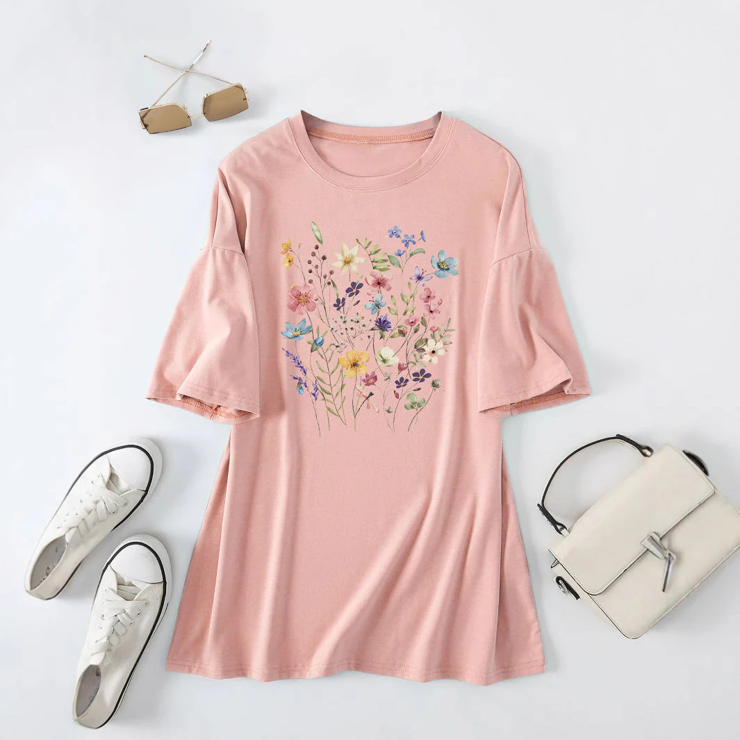 Damen lässiges Sommerblusenshirt mit floralem Druck - Image 2