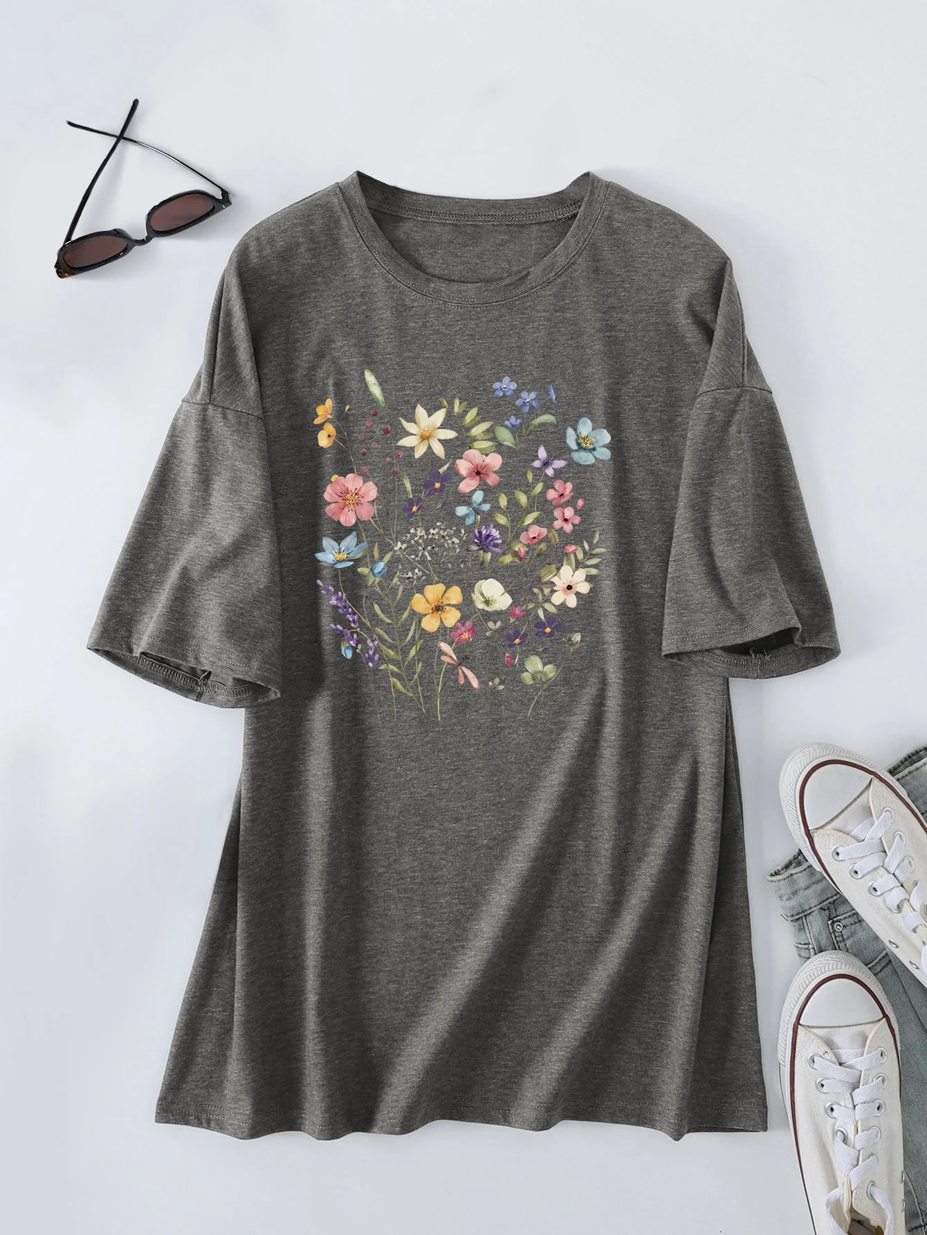 Damen lässiges Sommerblusenshirt mit floralem Druck - Image 5