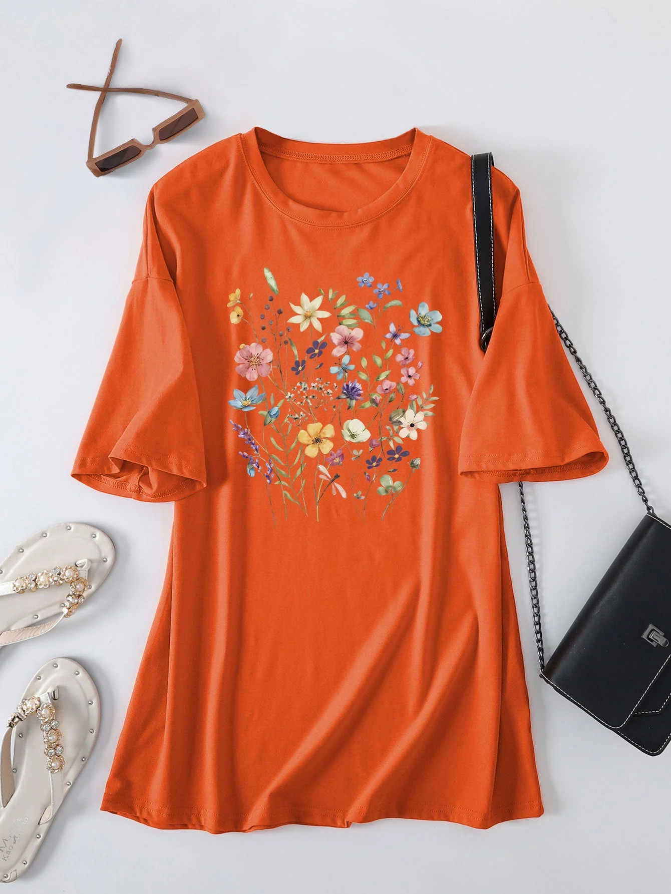 Damen lässiges Sommerblusenshirt mit floralem Druck - Image 9