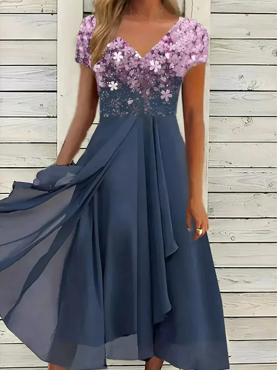Damen lässiges Vintage-Blumenkleid | Midi - Image 3