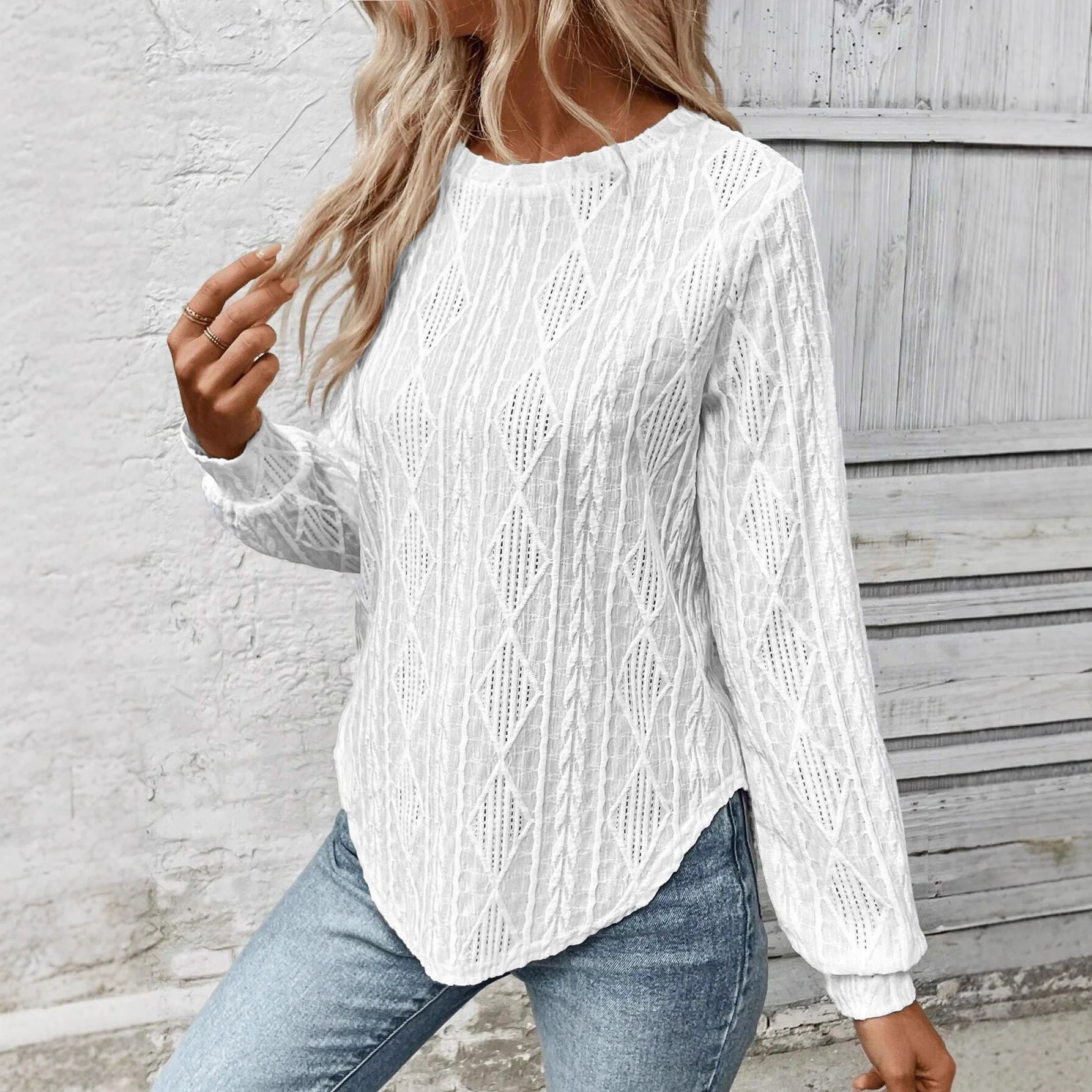 Damen Longsleeve mit dekorativem Strickmuster - Image 3