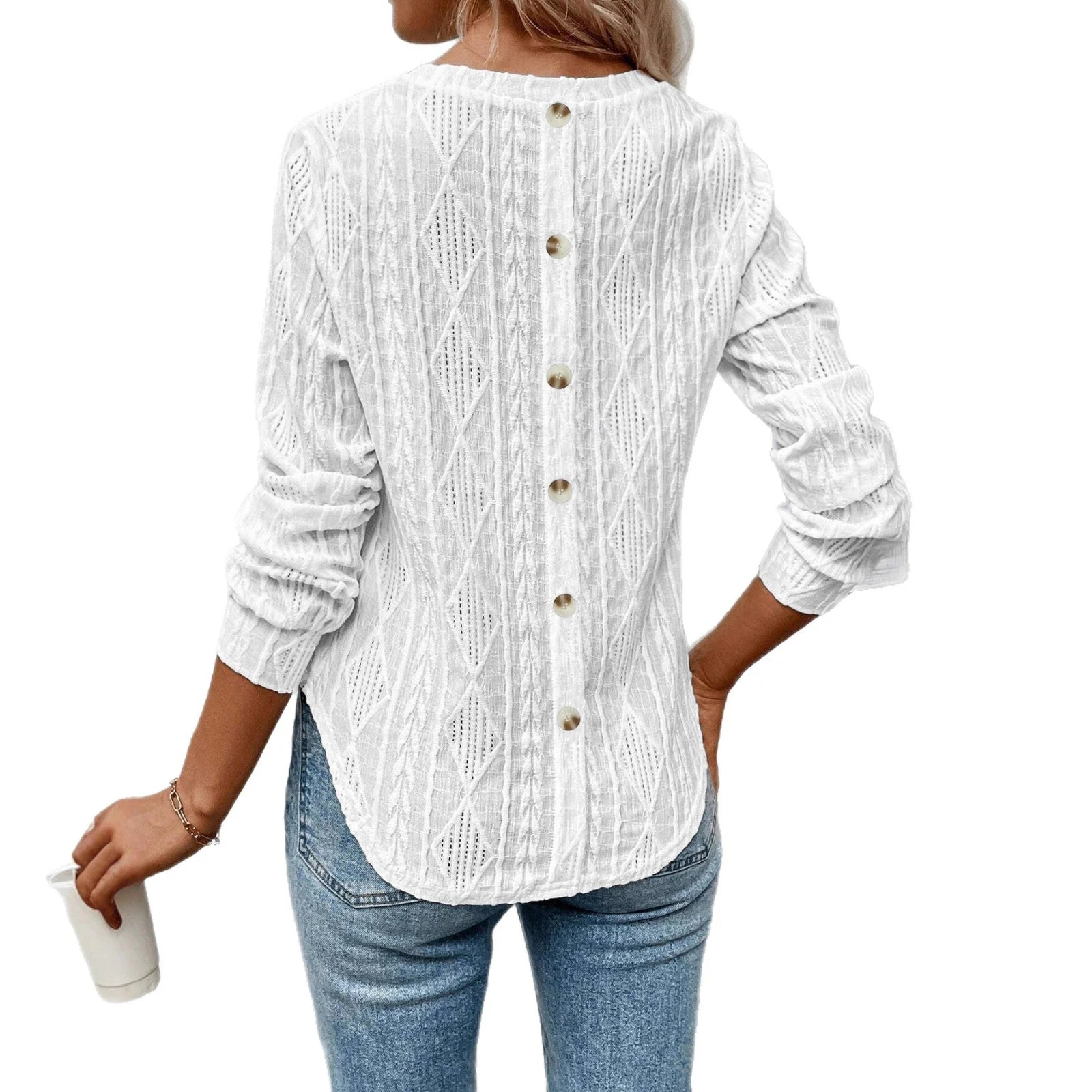 Damen Longsleeve mit dekorativem Strickmuster - Image 4