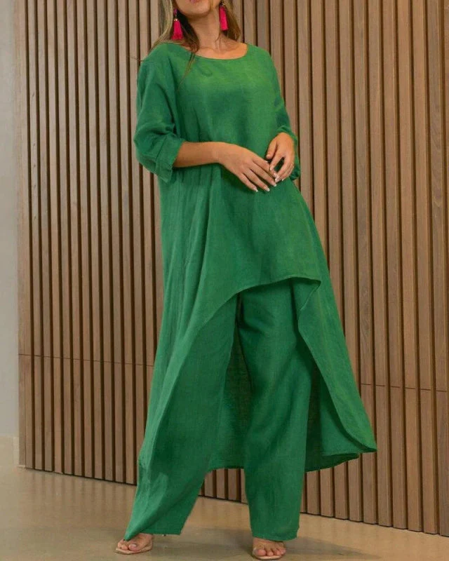 Damen Loungewear-Set mit luftigem Top und High-Waist-Hose – entspannt für den Sommer - Image 2
