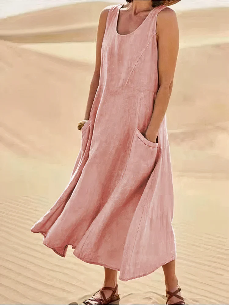 Damen luftiges Sommerkleid mit Taschen | Midi - Image 3