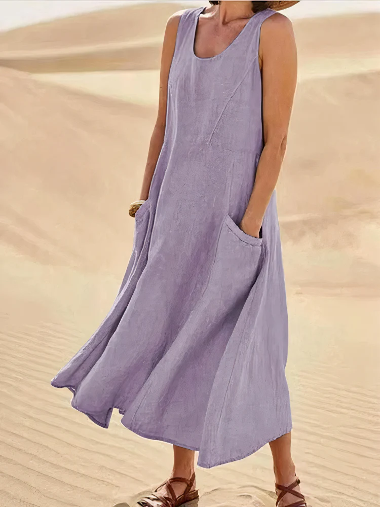 Damen luftiges Sommerkleid mit Taschen | Midi - Image 6