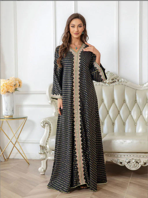 Damen Maxi-Kleid im eleganten Kaftan-Stil mit filigranen Verzierungen - Image 5