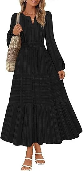 Damen Maxikleid mit eleganten Puffärmeln und gesmoktem Taillenbereich - Image 7