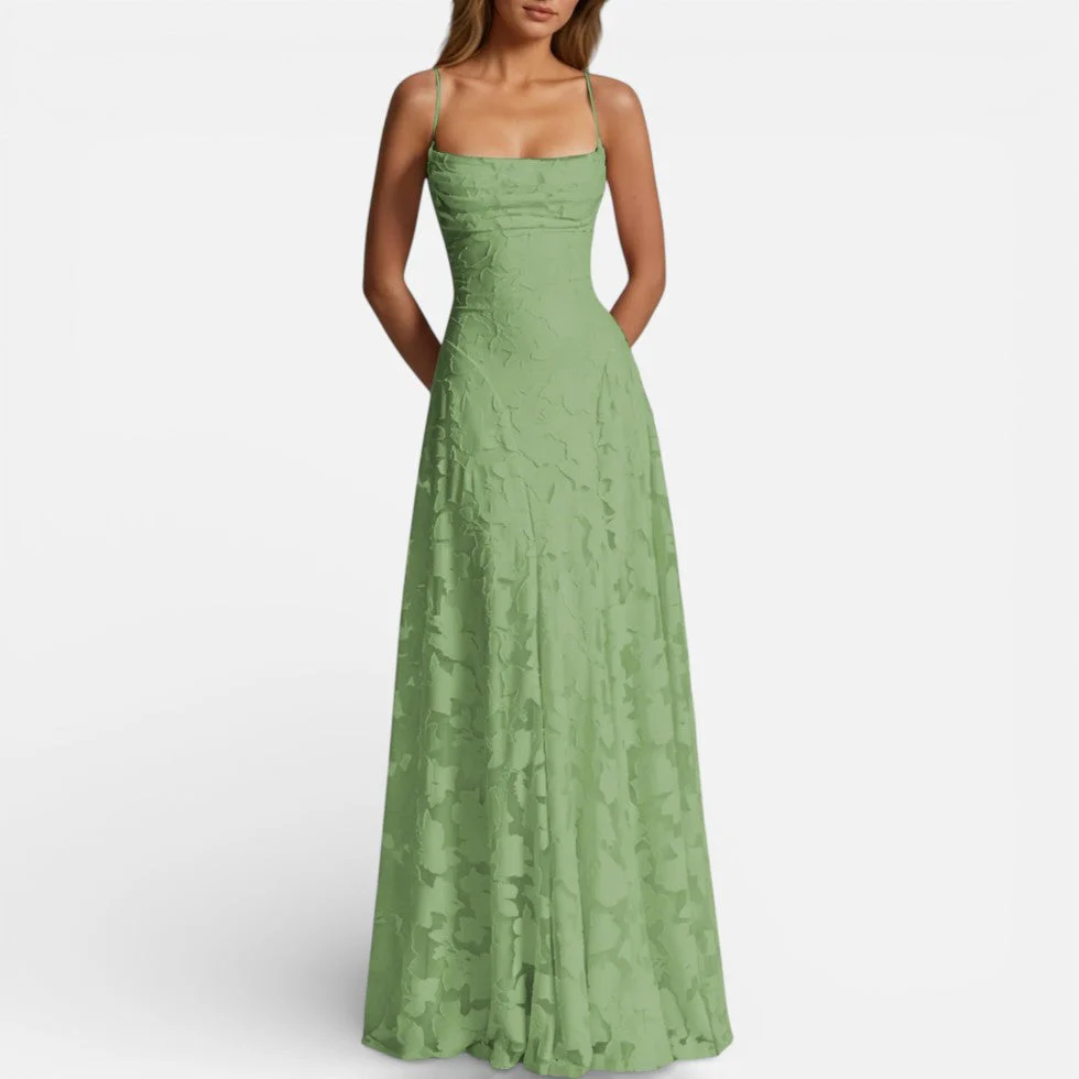 Damen Maxikleid mit Spaghettiträgern und ausgestelltem Rock - Image 2