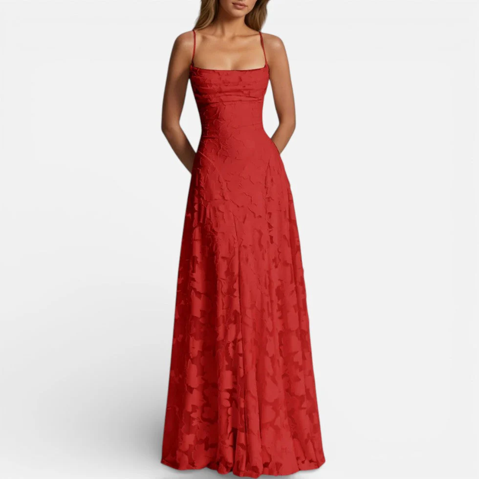 Damen Maxikleid mit Spaghettiträgern und ausgestelltem Rock - Image 3