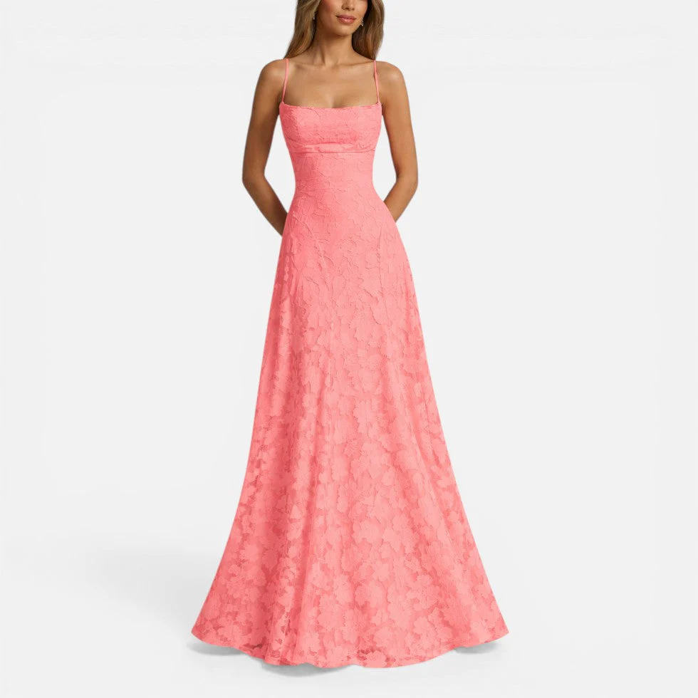 Damen Maxikleid mit Spaghettiträgern und ausgestelltem Rock - Image 4