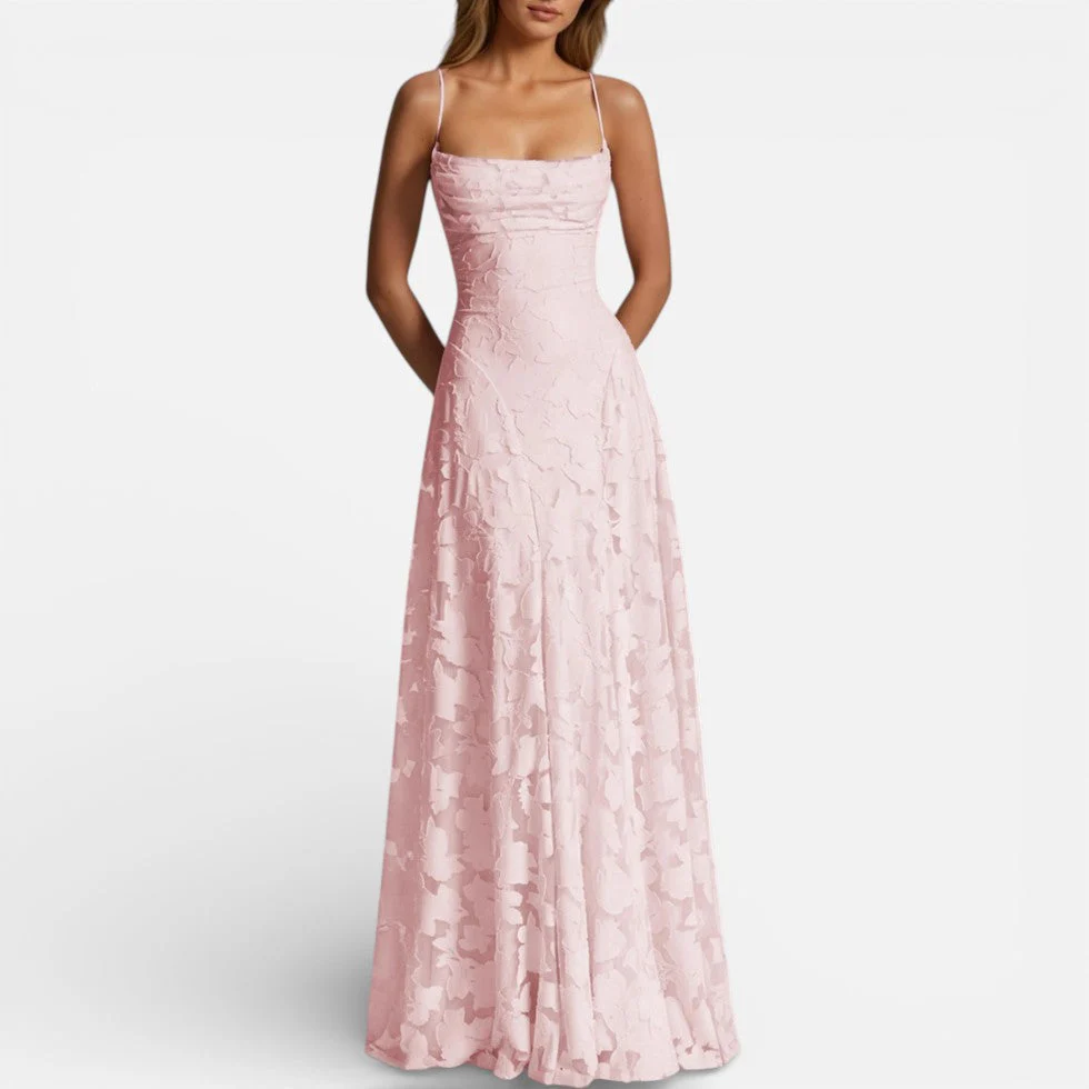 Damen Maxikleid mit Spaghettiträgern und ausgestelltem Rock - Image 5