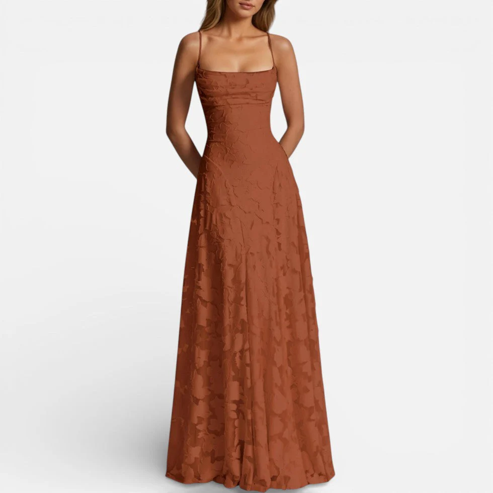 Damen Maxikleid mit Spaghettiträgern und ausgestelltem Rock - Image 6
