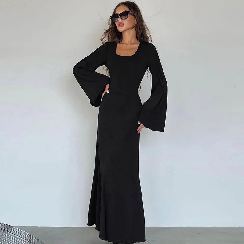 Damen Maxikleid mit weit ausgestellten Ärmeln und eleganten Details - Image 6