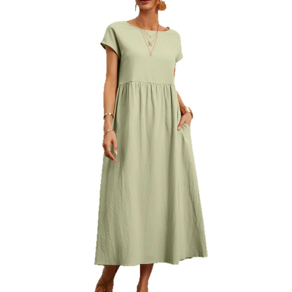Damen Midi-Kleid mit Ballonärmeln und praktischen Taschen - Image 4