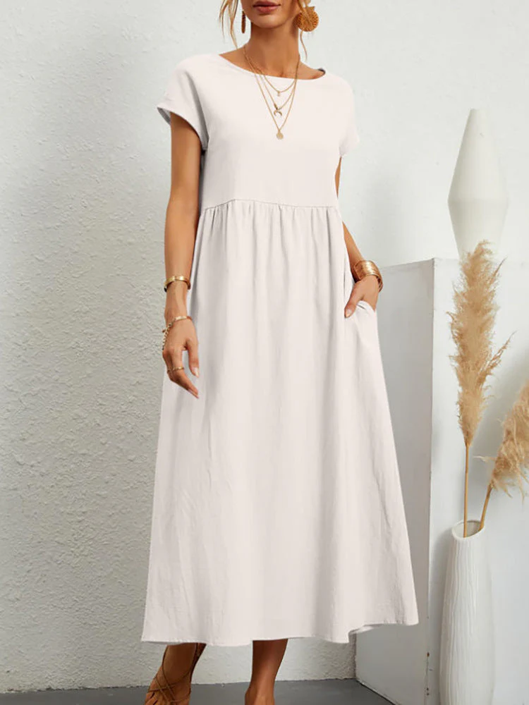 Damen Midi-Kleid mit Ballonärmeln und praktischen Taschen - Image 5