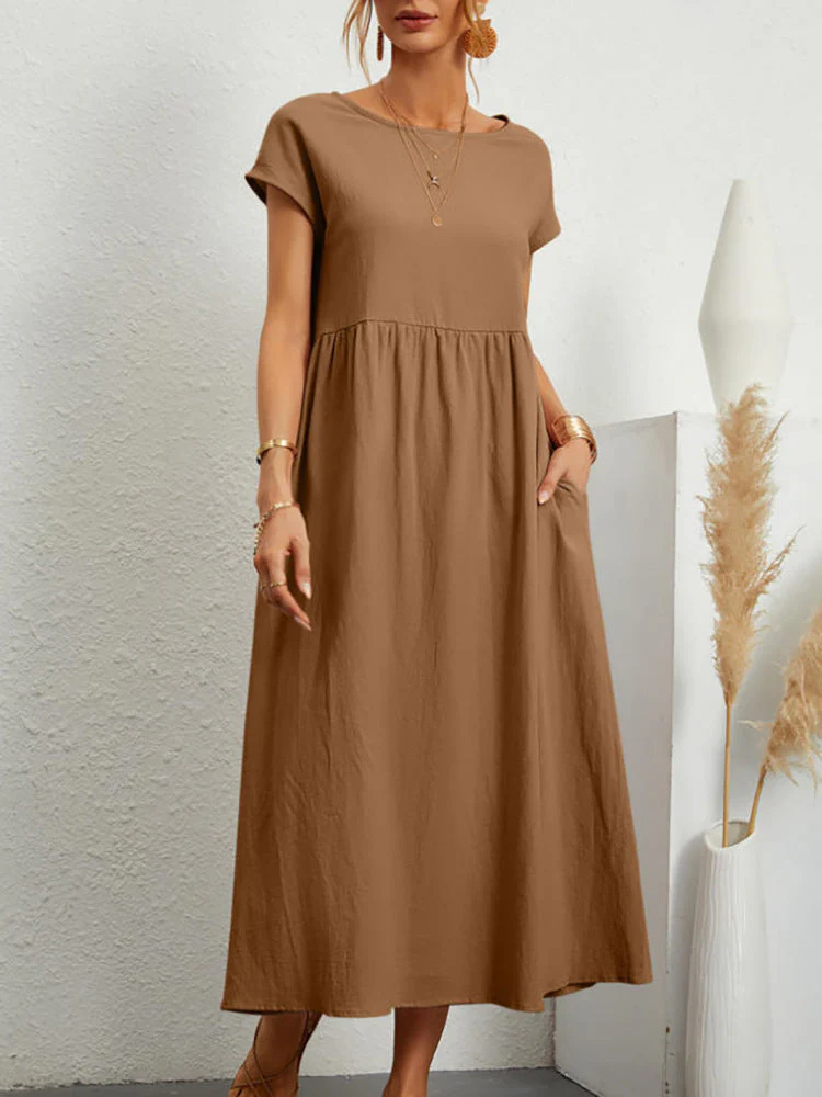 Damen Midi-Kleid mit Ballonärmeln und praktischen Taschen - Image 6
