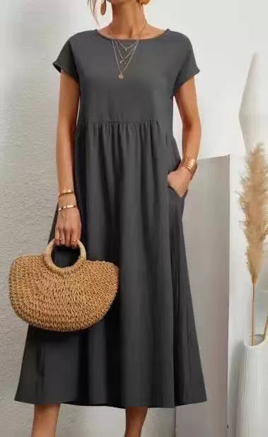Damen Midi-Kleid mit Ballonärmeln und praktischen Taschen - Image 8