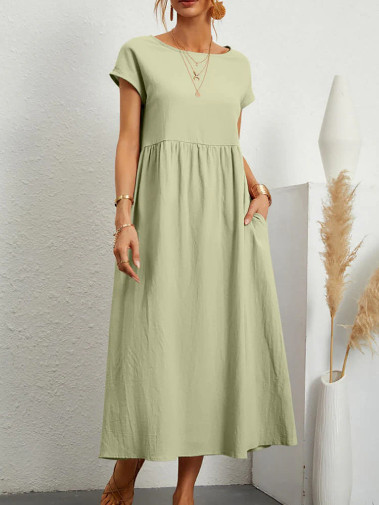 Damen Midi-Kleid mit Ballonärmeln und praktischen Taschen - Image 9