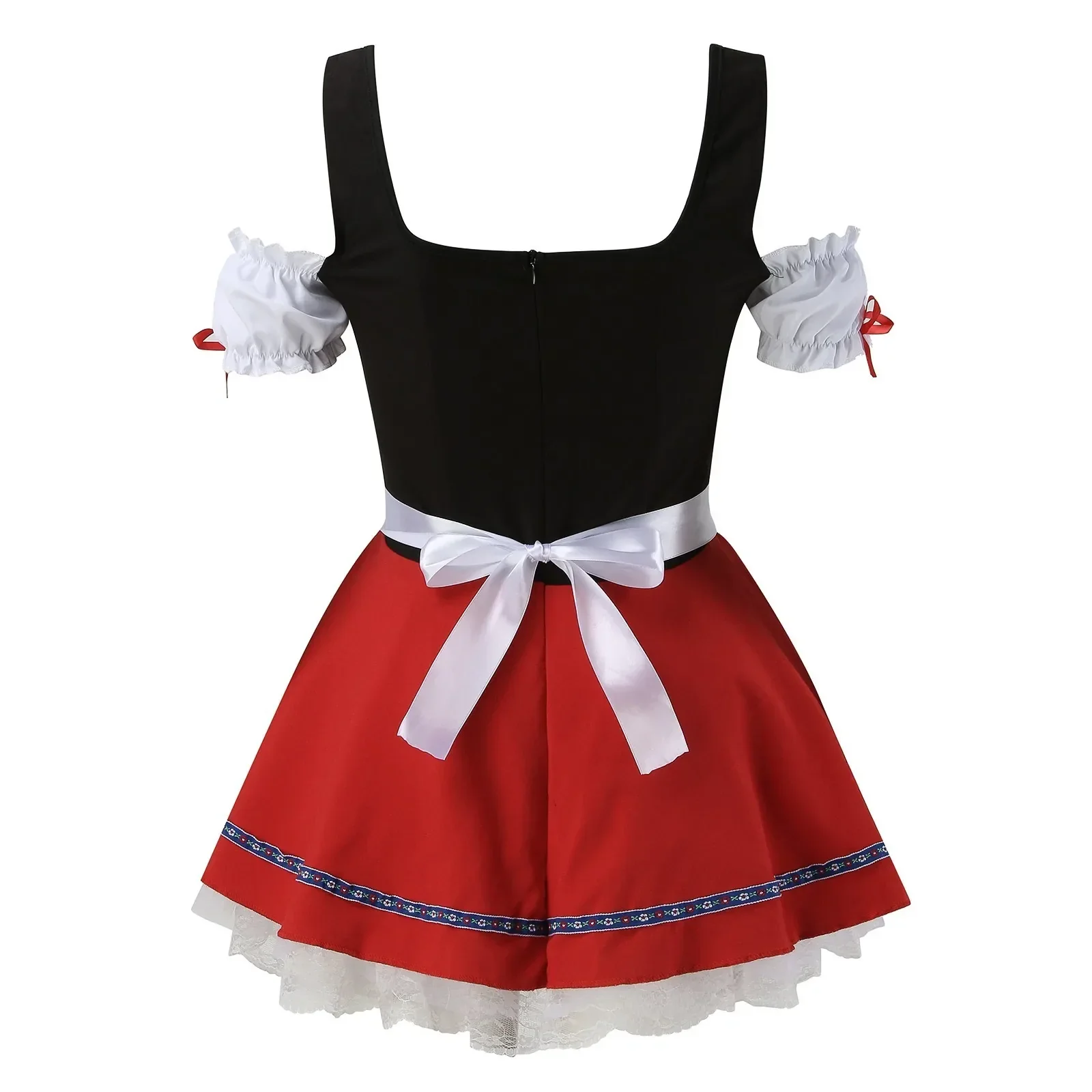 Damen Mini Rot Oktoberfest Dirndl Kleid - Image 2