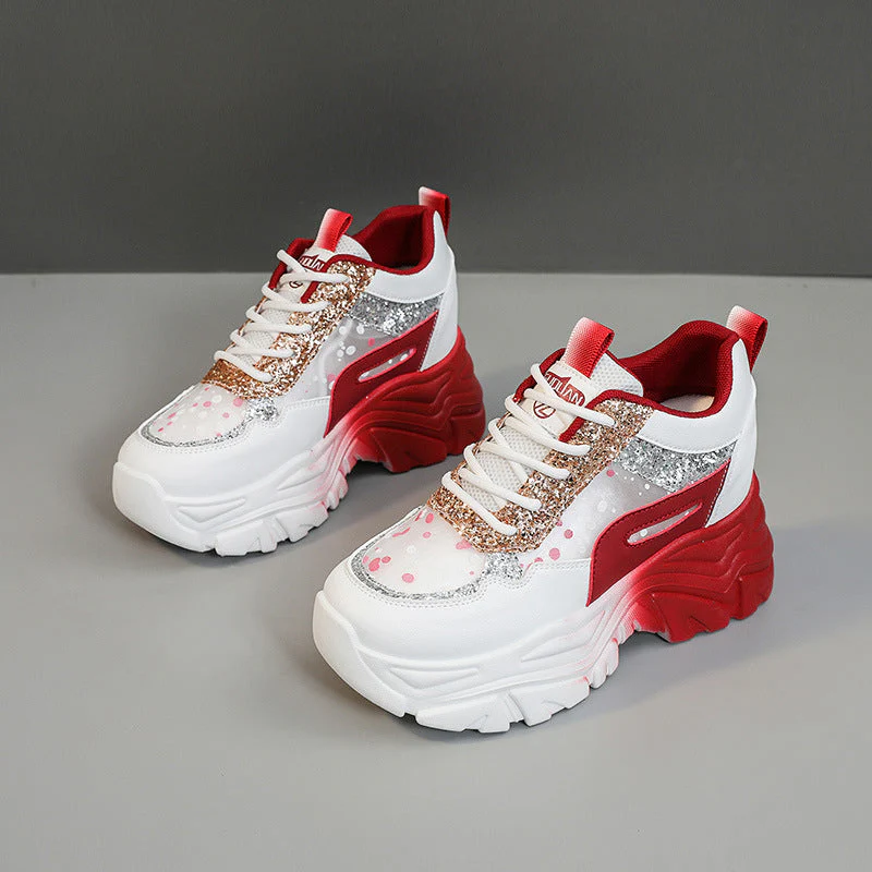 Damen modische Chunky Sneakers mit Sparkle-Akzenten und bequemer Sohle - Image 2
