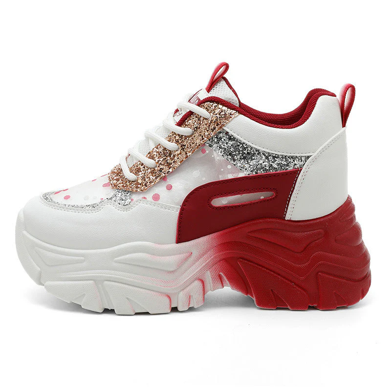 Damen modische Chunky Sneakers mit Sparkle-Akzenten und bequemer Sohle - Image 5