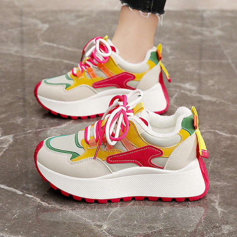 Damen modische High-Top Sneakers mit flauschigem Innenfutter und rutschfester Sohle - Image 3