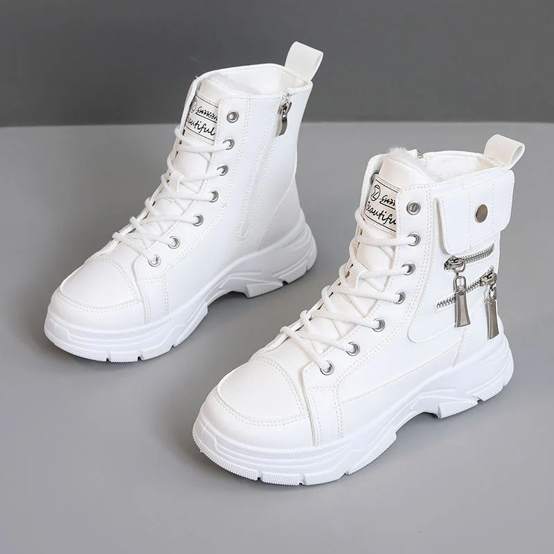 Damen modische High-Top Sneakers mit seitlichem Reißverschluss und dämpfender Laufsohle - Image 6