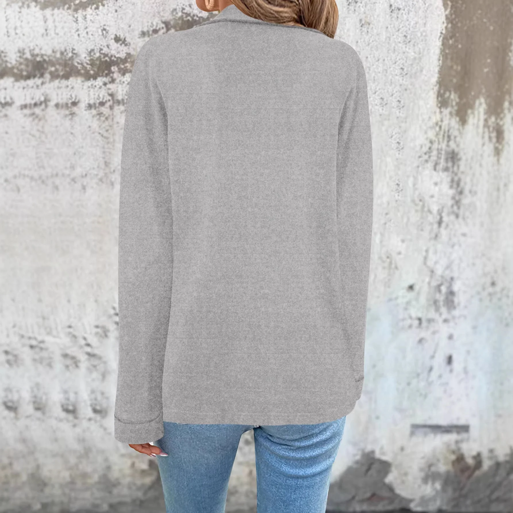 Damen modische Oversized-Blazerjacke mit praktischen Taschen - Image 3