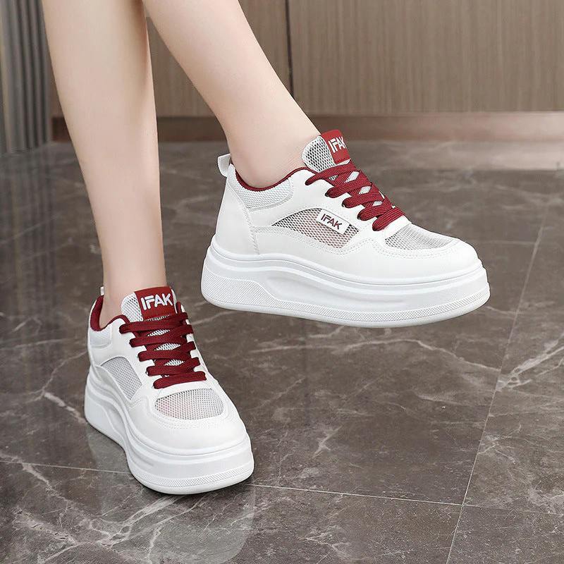 Damen modische Plateau-Sneaker mit atmungsaktivem Obermaterial und dämpfender Laufsohle - Image 3