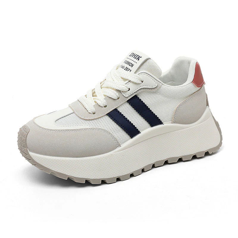 Damen modische Plateau-Sneaker mit atmungsaktiver Oberflächenstruktur und hoher Laufsohle - Image 4