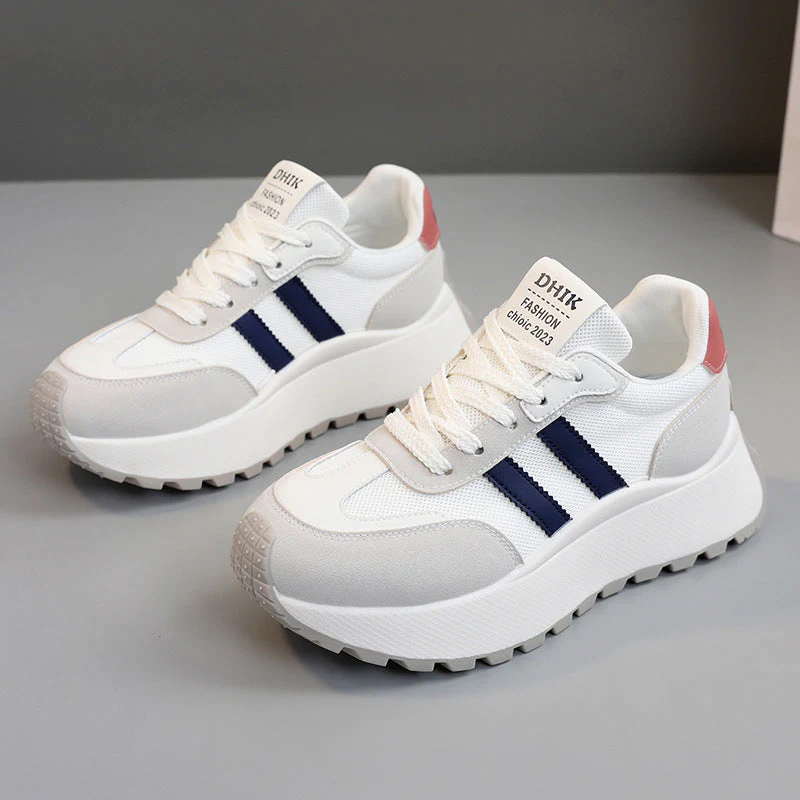 Damen modische Plateau-Sneaker mit atmungsaktiver Oberflächenstruktur und hoher Laufsohle - Image 5