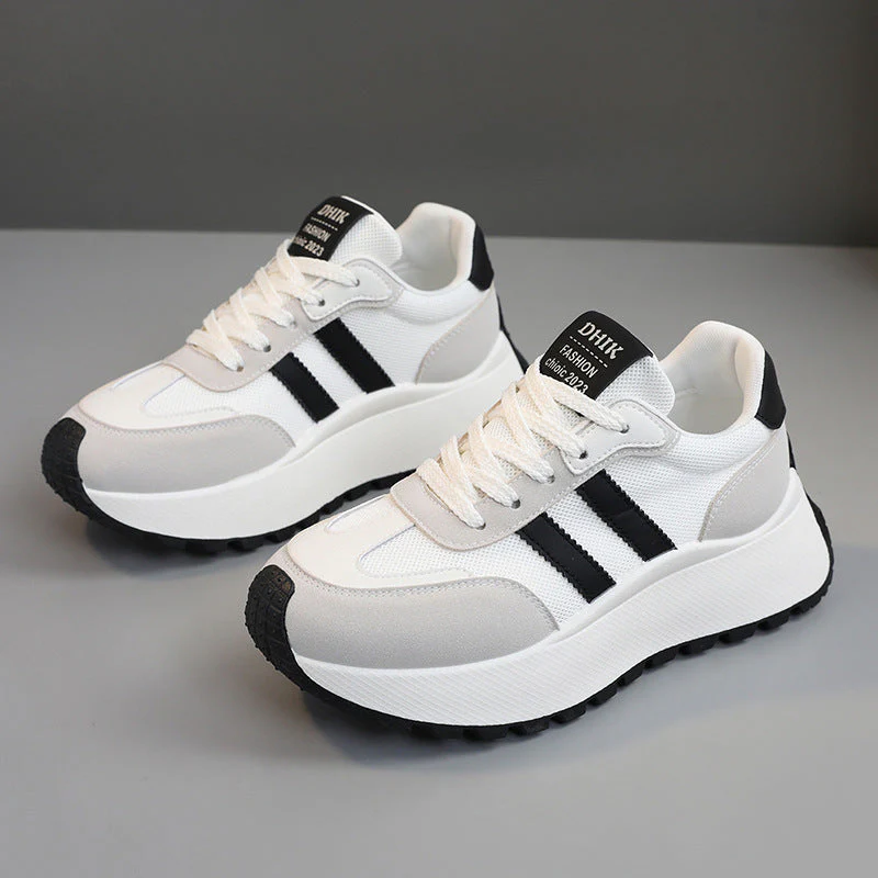Damen modische Plateau-Sneaker mit atmungsaktiver Oberflächenstruktur und hoher Laufsohle - Image 6