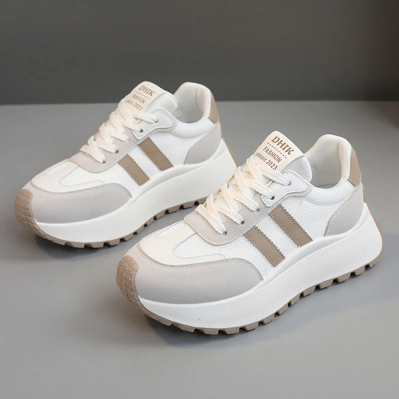 Damen modische Plateau-Sneaker mit atmungsaktiver Oberflächenstruktur und hoher Laufsohle - Image 7
