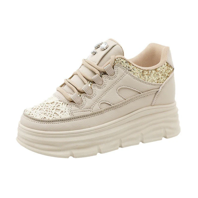 Damen modische Plateau-Sneaker mit Glitzer-Akzenten und bequemer Dämpfung - Image 4
