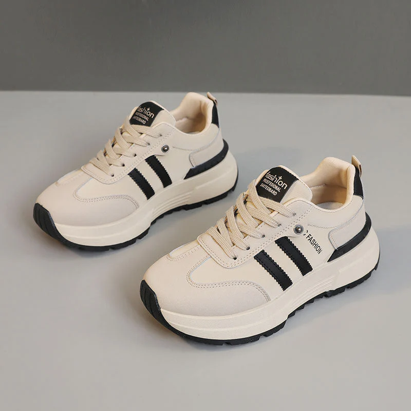 Damen modische Plateau Sneakers mit atmungsaktiver Oberflächenstruktur