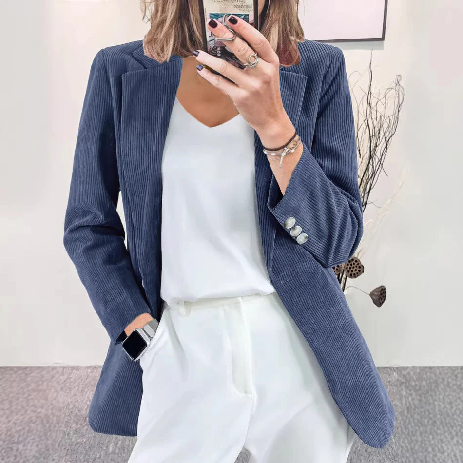 Damen modischer gestreifter Blazer mit schmalem Schnitt - Image 3
