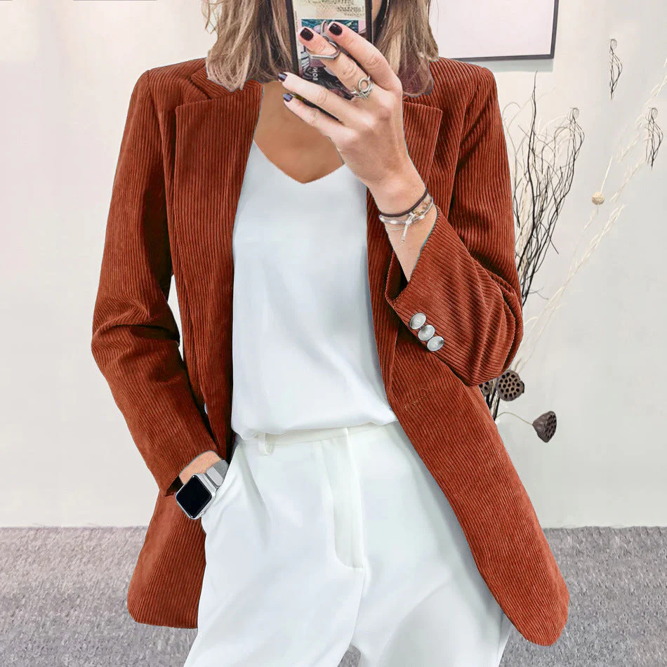 Damen modischer gestreifter Blazer mit schmalem Schnitt - Image 5