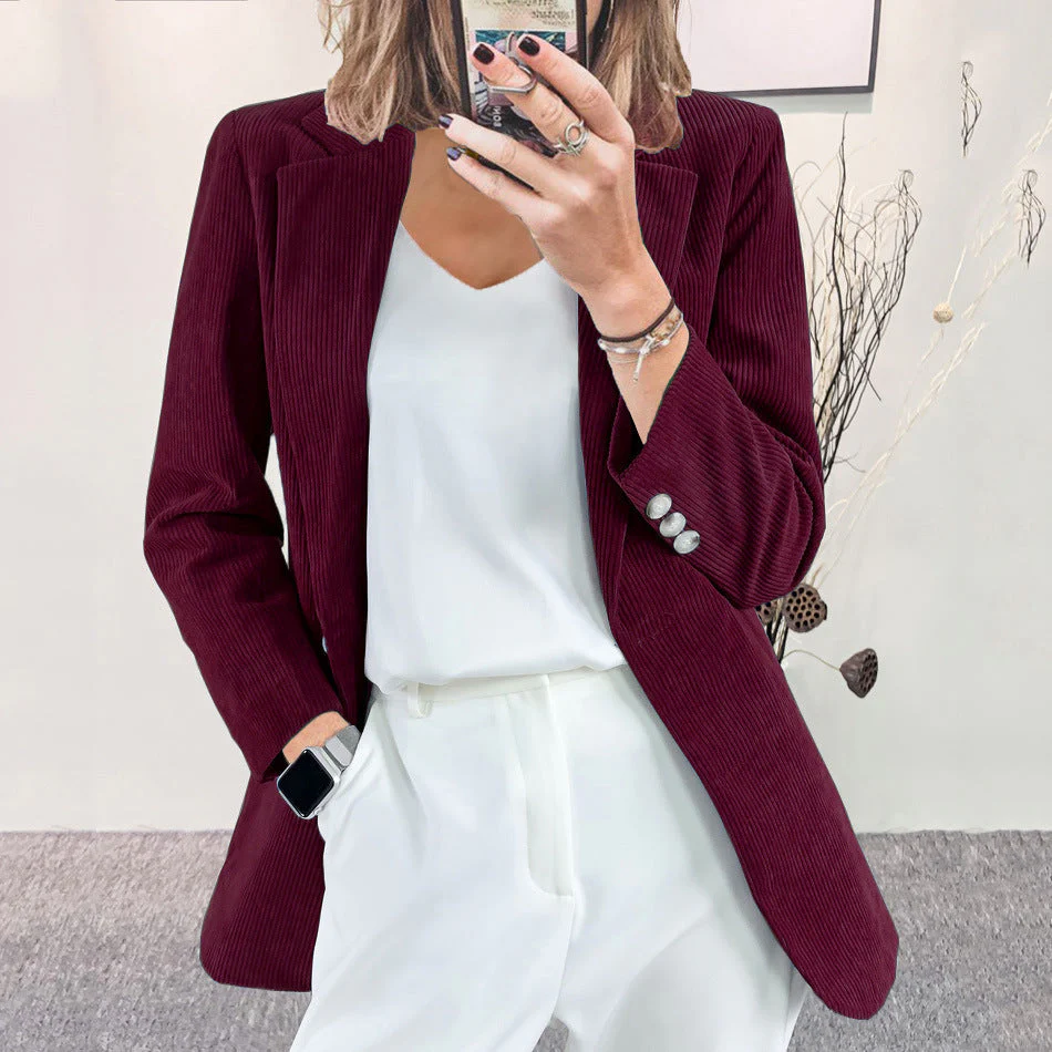 Damen modischer gestreifter Blazer mit schmalem Schnitt - Image 7
