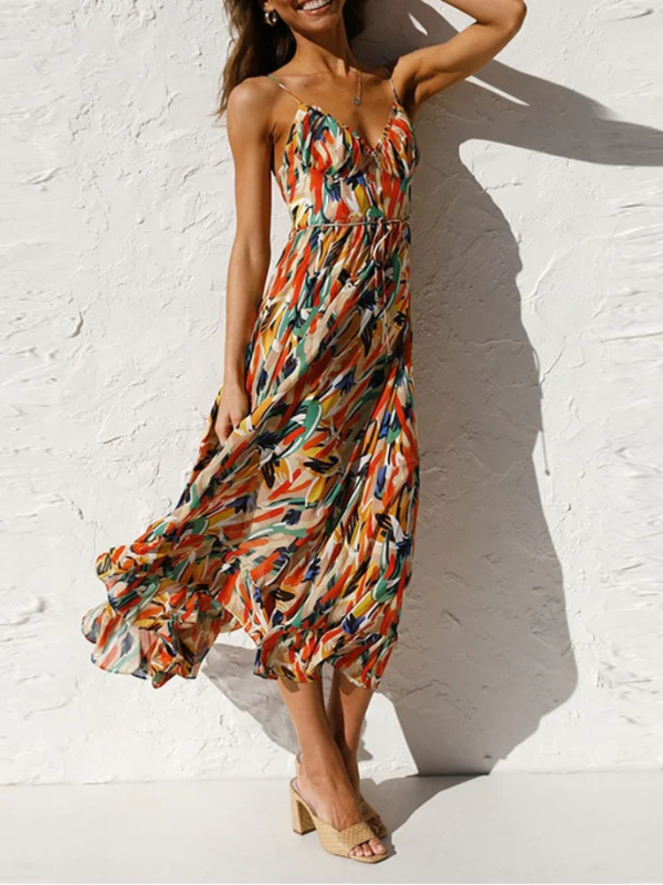 Damen modisches ärmelloses Sommerkleid | Midi - Image 4