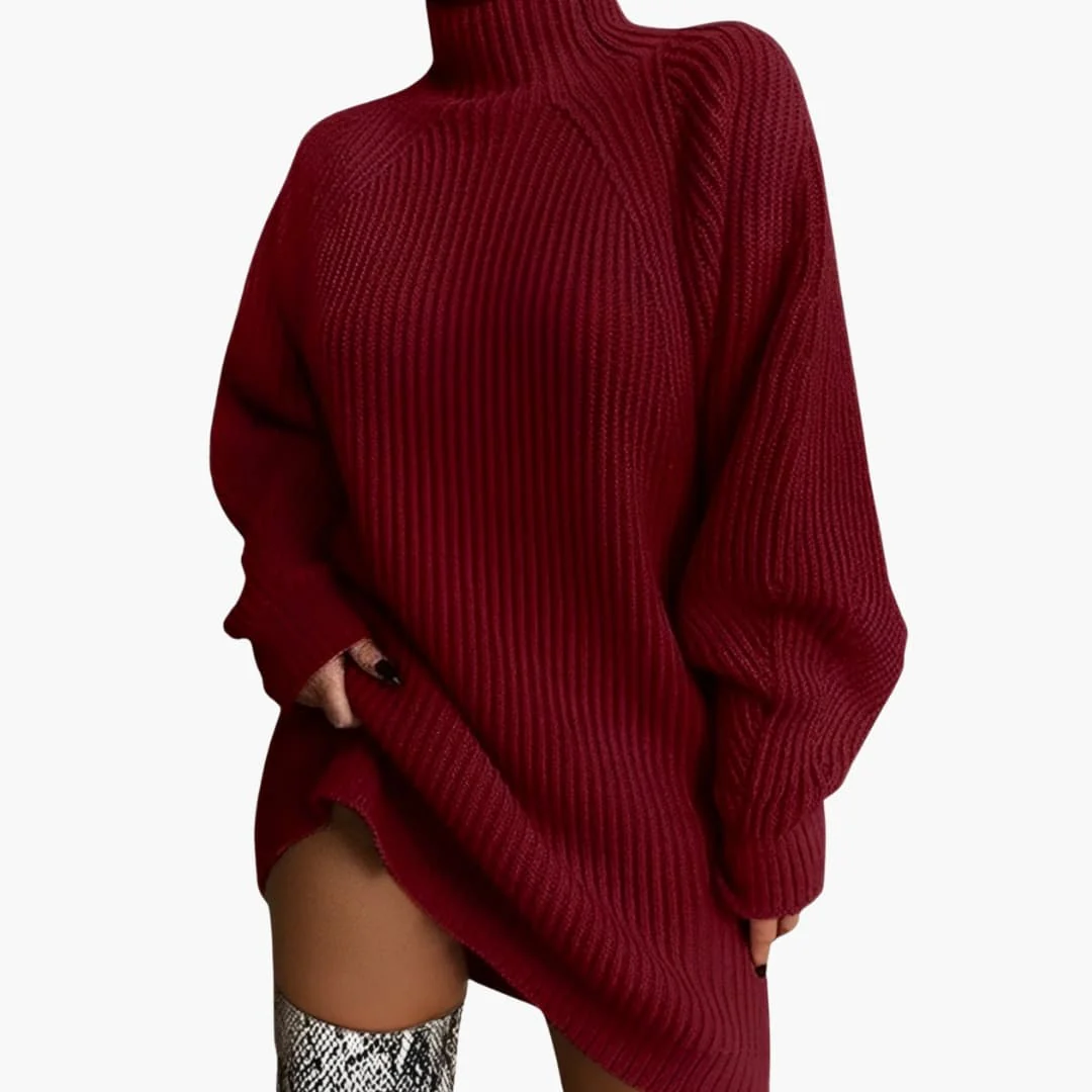 Damen Oversize Rollkragenpullover mit langen Ärmeln - Image 3