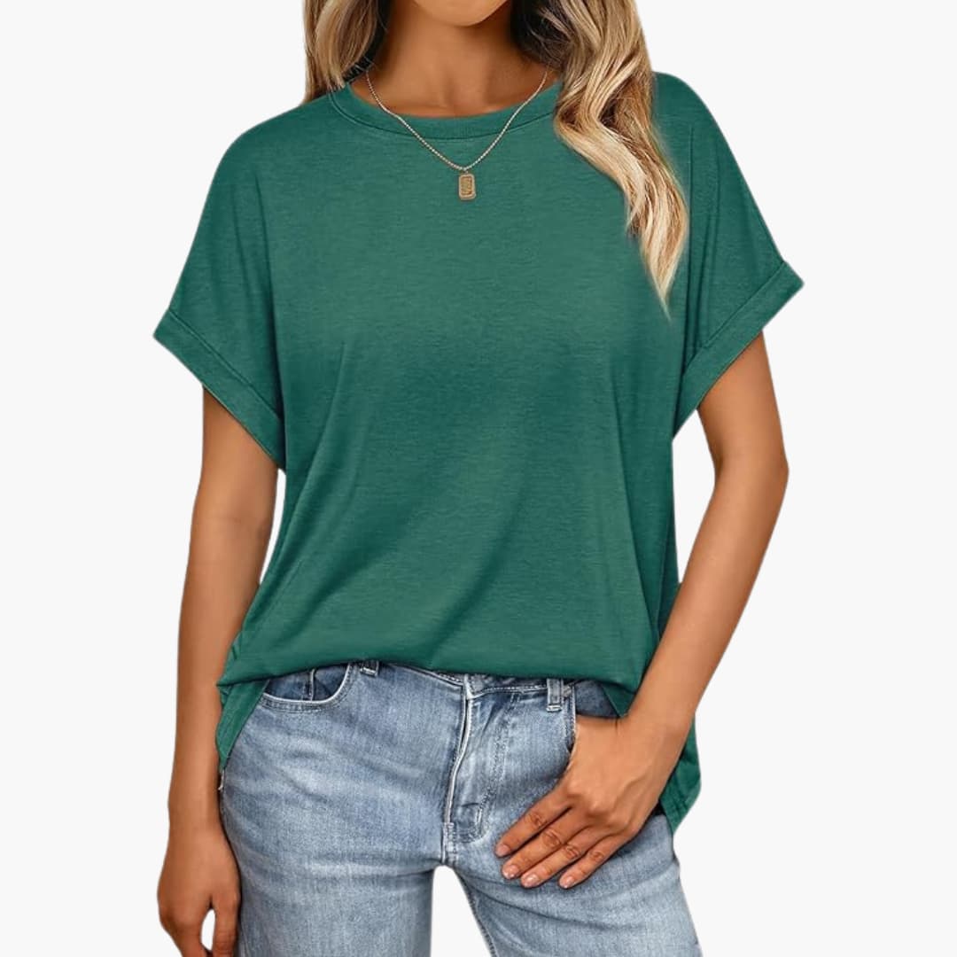 Damen Oversize T-Shirt mit Rundhals und Umschlagärmeln - Image 6