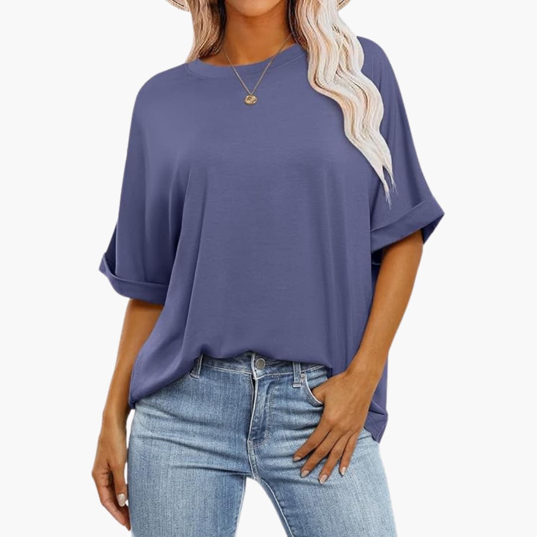 Damen Oversize T-Shirt mit Rundhalsausschnitt und kurzen Ärmeln - Image 7