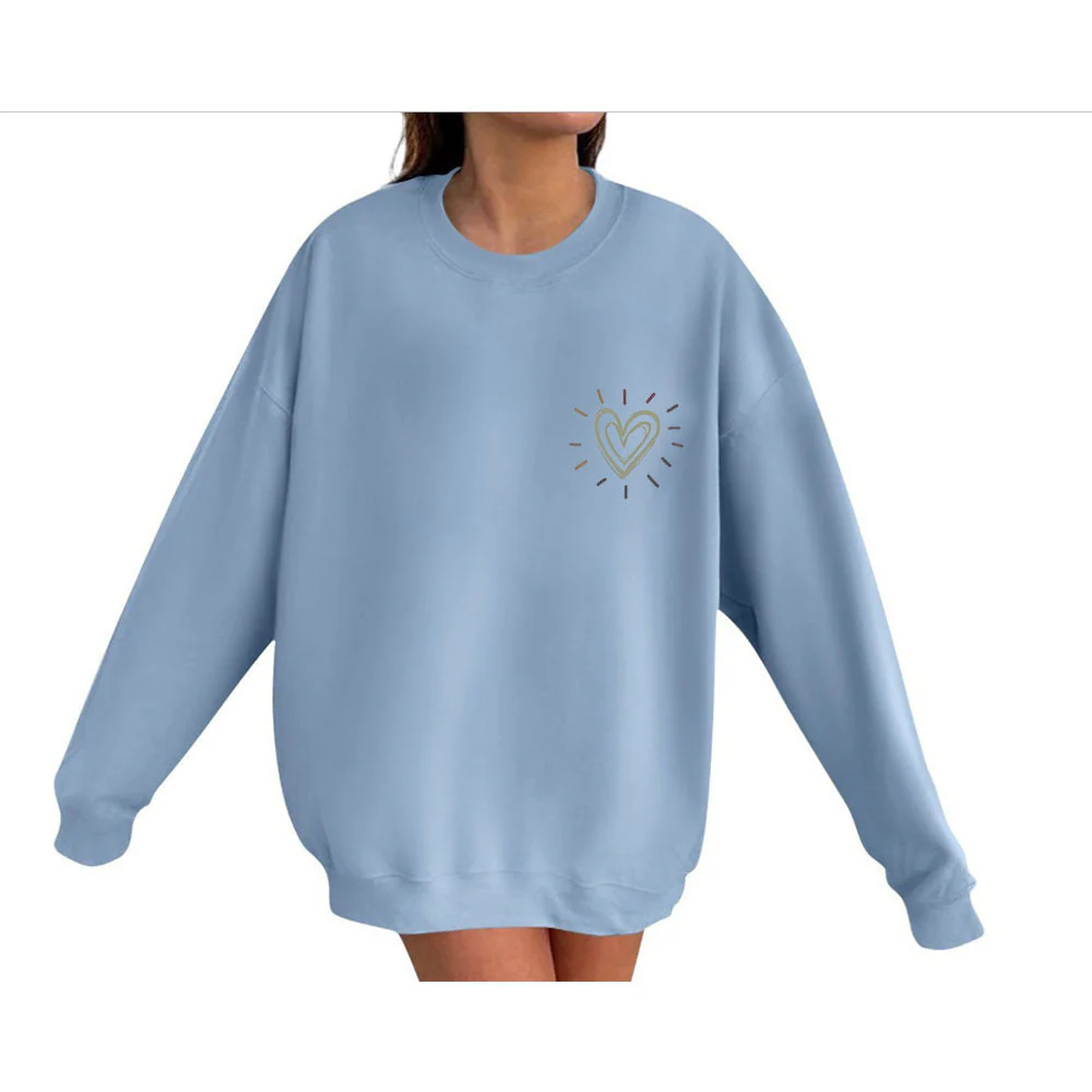Damen Oversized Sweatshirt mit niedlichem Herzmotiv und lässigem Schnitt - Image 9