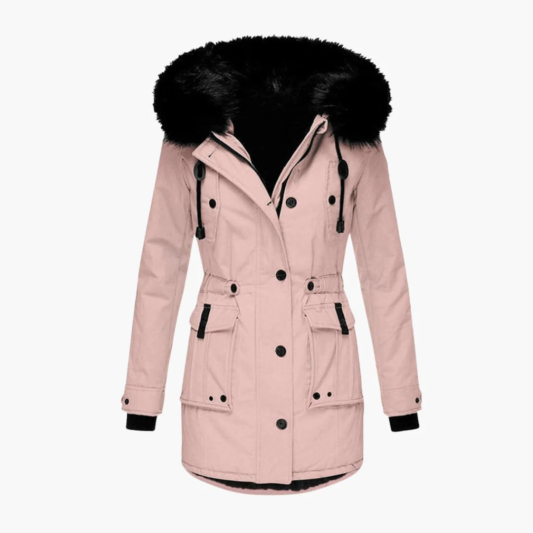 Damen Parka-Jacke mit Kapuze, Knopfverschluss und Pattentaschen - Image 3