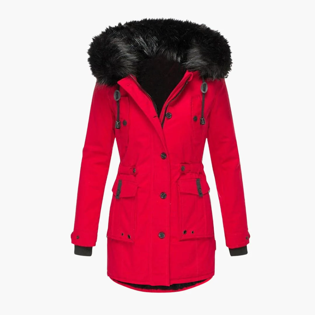 Damen Parka-Jacke mit Kapuze, Knopfverschluss und Pattentaschen - Image 4