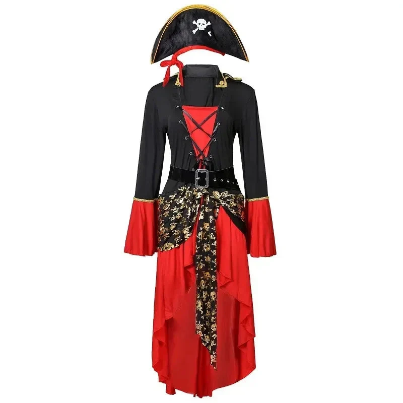 Damen Piraten-Halloween-Kostümkleid | Schnürung & Asymmetrischer Saum - Image 4