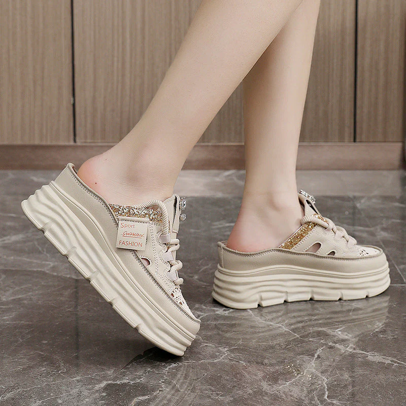 Damen Plateauschlüpfschuhe mit modischem Glitzer-Design - Image 2