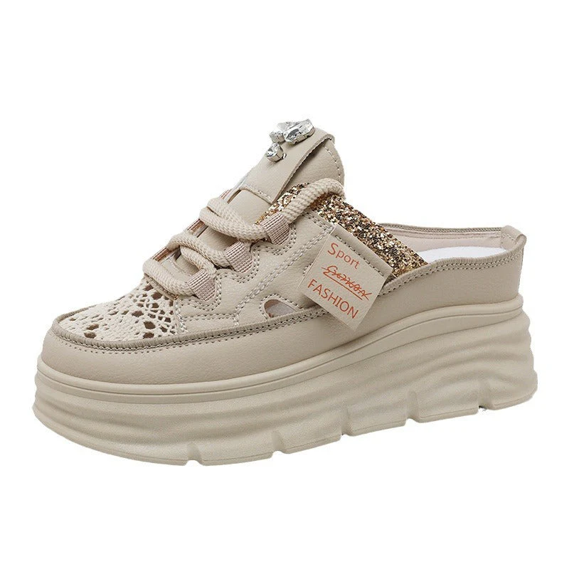 Damen Plateauschlüpfschuhe mit modischem Glitzer-Design - Image 4