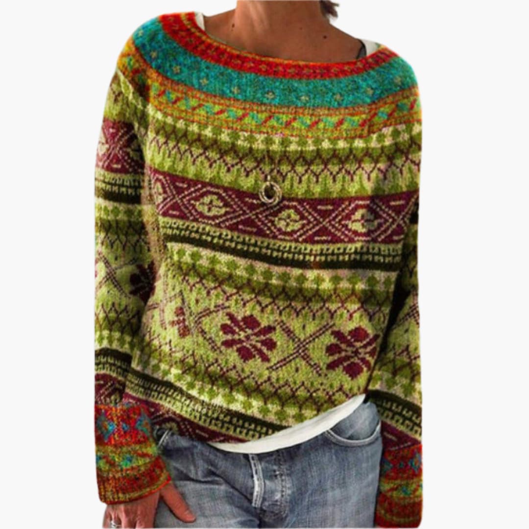 Damen pullover mit Rundhalsausschnitt und Baum-Muster - Image 2